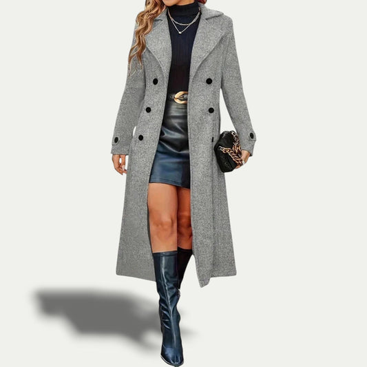 Women’s Elegant Double-Breasted Maxi Coat