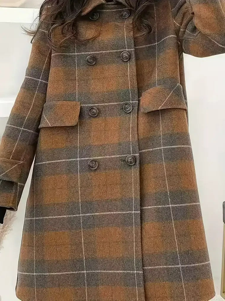 Classic Plaid Ladies Warm Parka Coat - BritishElegance