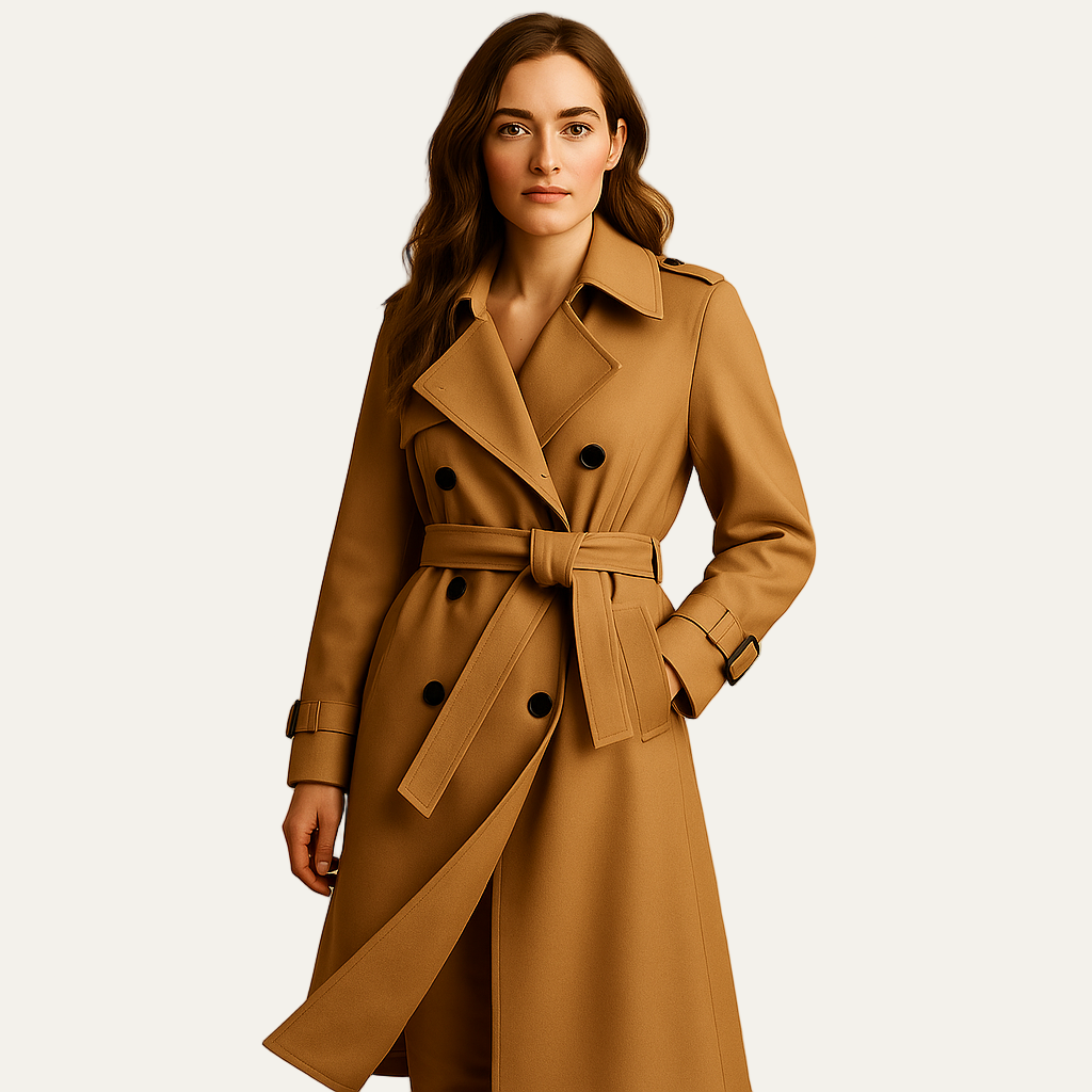 Women’s Minimalist Band Collar Mid Length Coat