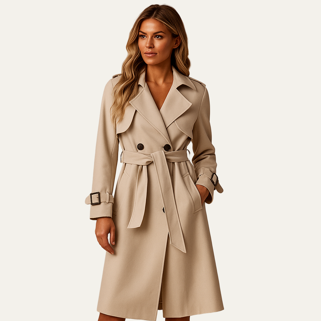 Women’s Minimalist Band Collar Mid Length Coat