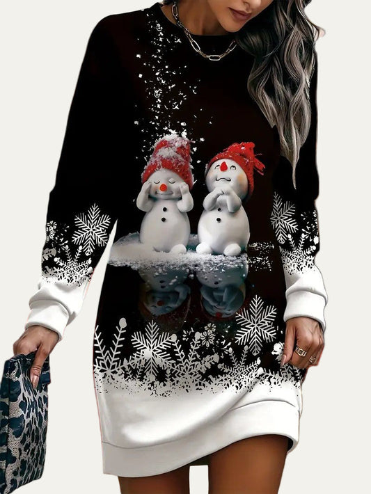 Women’s Snowman Christmas Graphic Sweater Dress