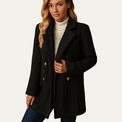 Women’s Cable Knit Double Breasted Wool Coat