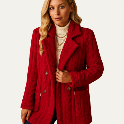Women’s Cable Knit Double Breasted Wool Coat
