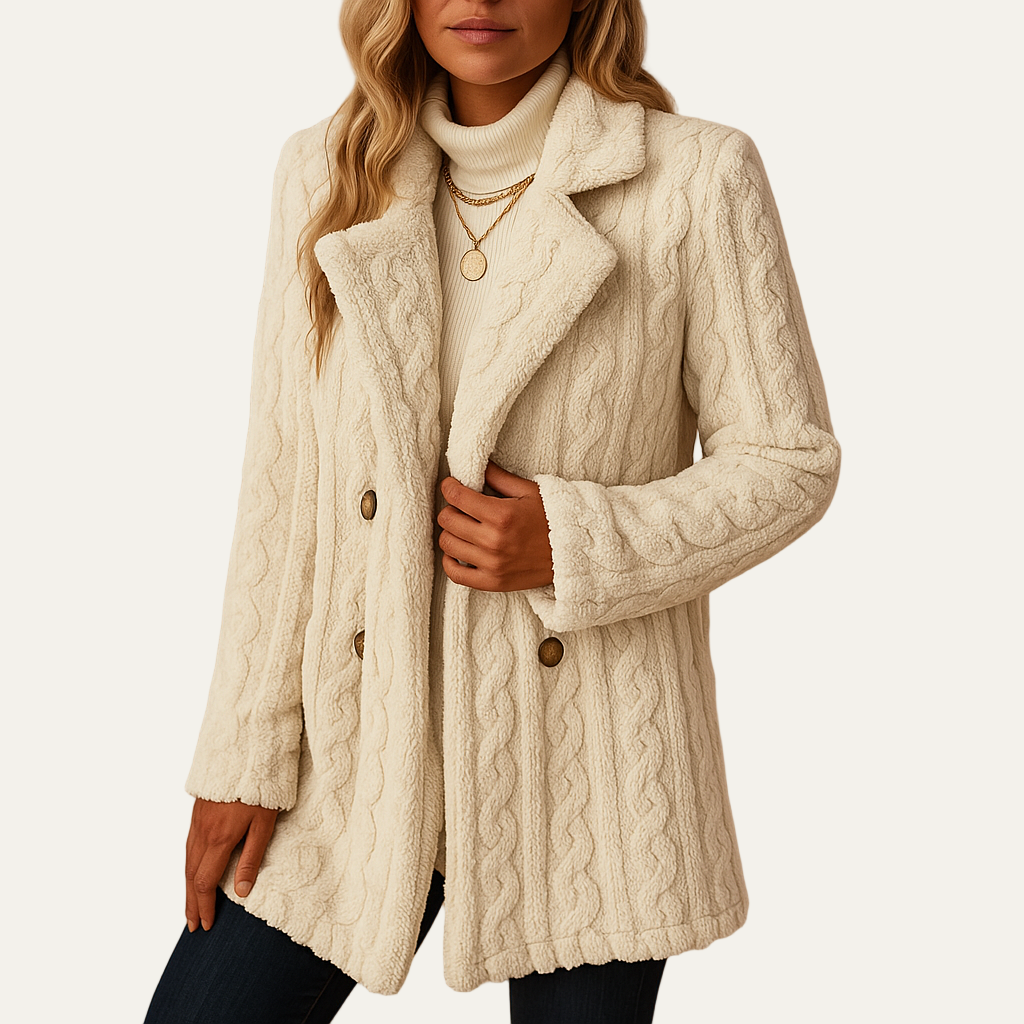 Women’s Cable Knit Double Breasted Wool Coat
