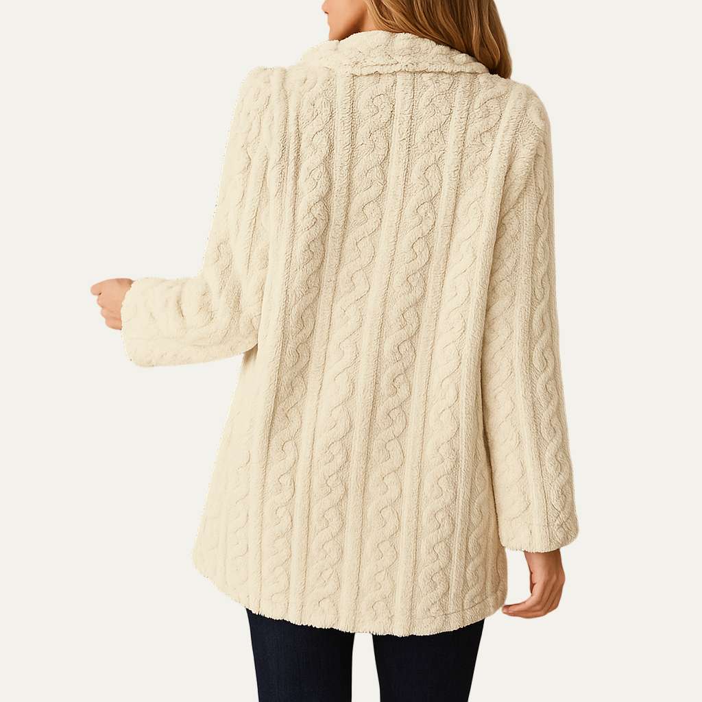 Women’s Cable Knit Double Breasted Wool Coat