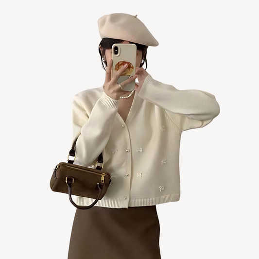 Women’s Bow Detail V Neck Cardigan