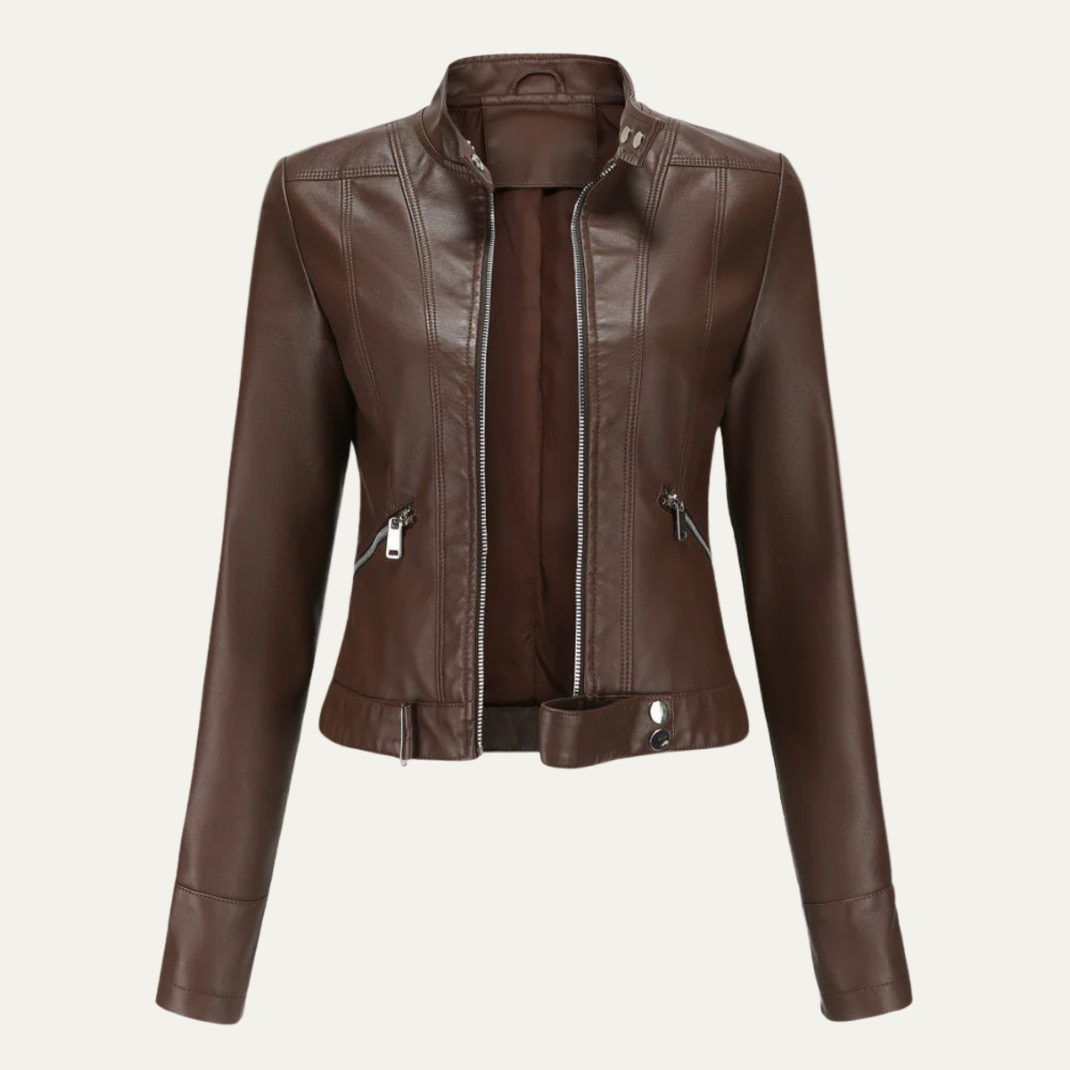 Women’s Fitted Faux Leather Jacket