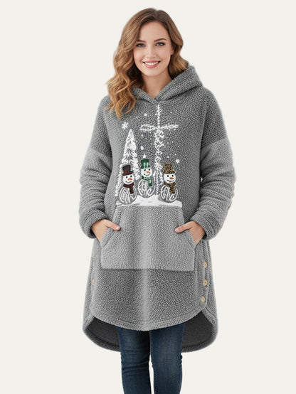 Women’s Cozy Christmas Sherpa Hoodie Blanket