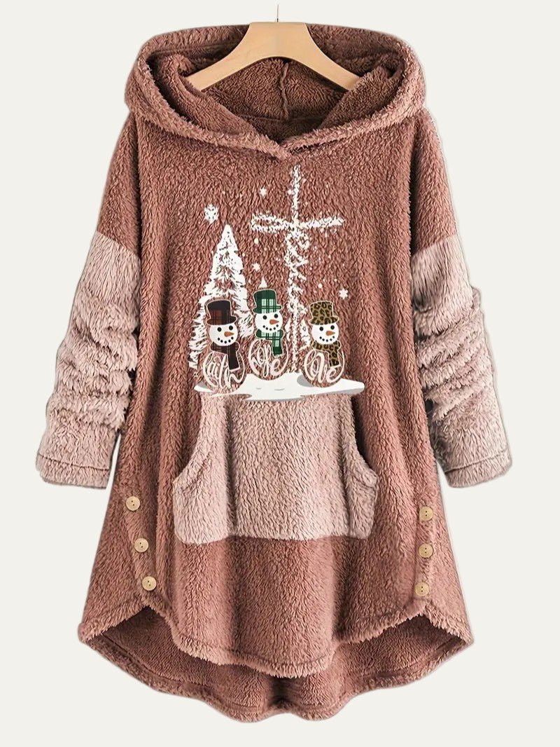 Women’s Cozy Christmas Sherpa Hoodie Blanket