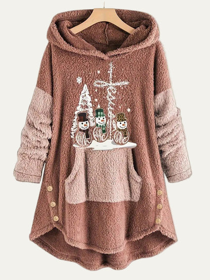 Women’s Cozy Christmas Sherpa Hoodie Blanket