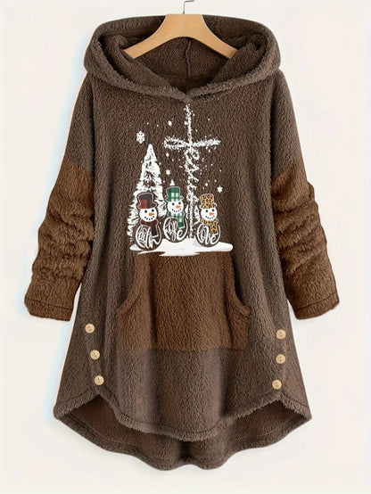 Women’s Cozy Christmas Sherpa Hoodie Blanket