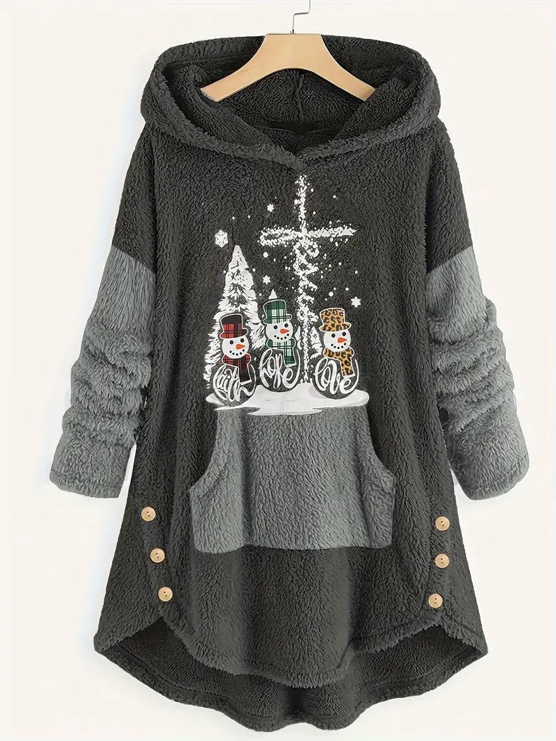 Women’s Cozy Christmas Sherpa Hoodie Blanket