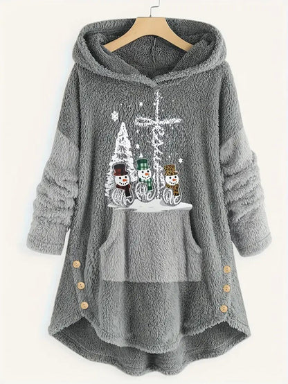 Women’s Cozy Christmas Sherpa Hoodie Blanket