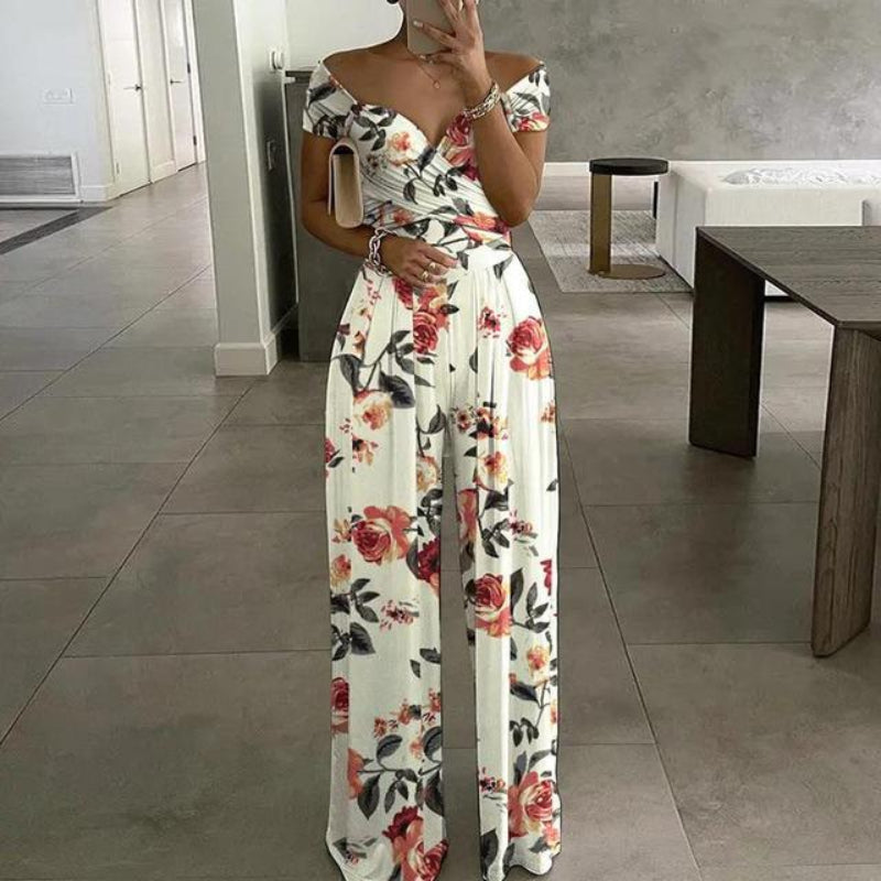 Ladies' Floral Cold Shoulder Jumpsuit