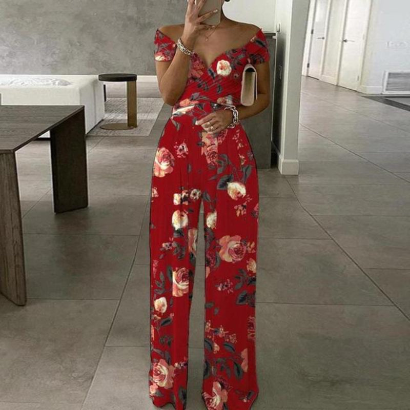 Ladies' Floral Cold Shoulder Jumpsuit