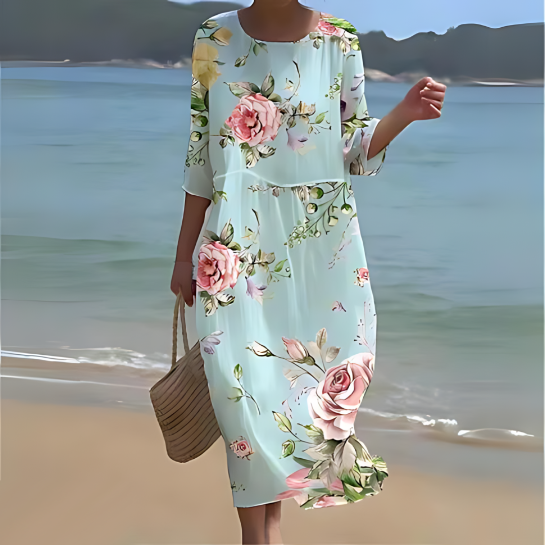 Ladies Floral Knee Length Dress - BritishElegance