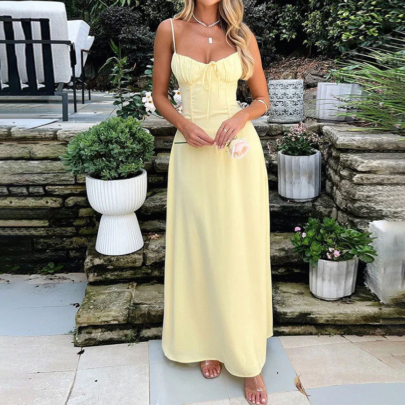 Ladies Elegant Gathered Long Dress