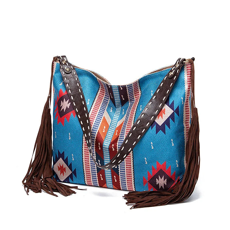 Bohemian Woven Tassel Shoulder Bag