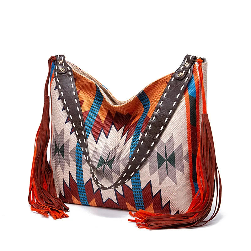 Bohemian Woven Tassel Shoulder Bag