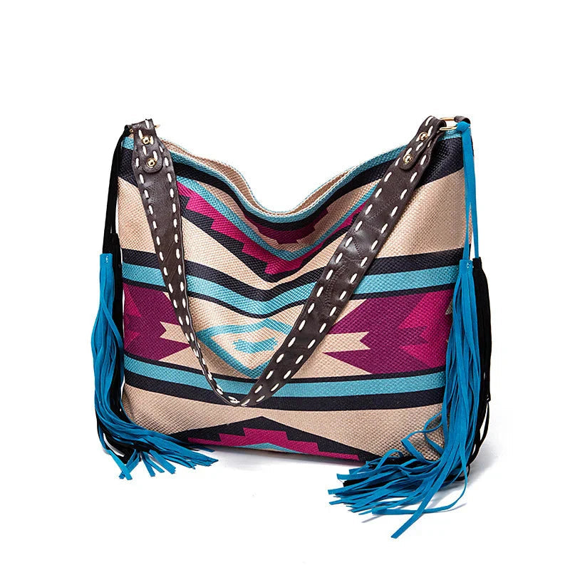 Bohemian Woven Tassel Shoulder Bag