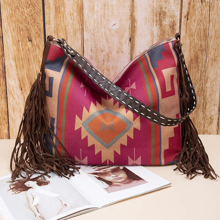 Bohemian Woven Tassel Shoulder Bag