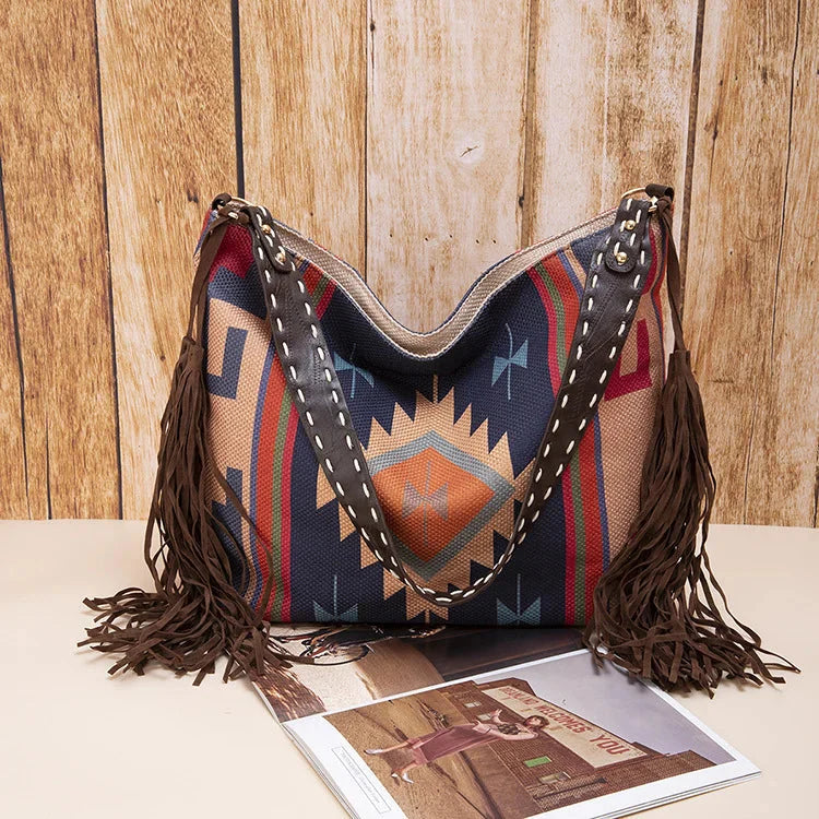 Bohemian Woven Tassel Shoulder Bag