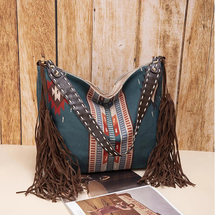 Bohemian Woven Tassel Shoulder Bag