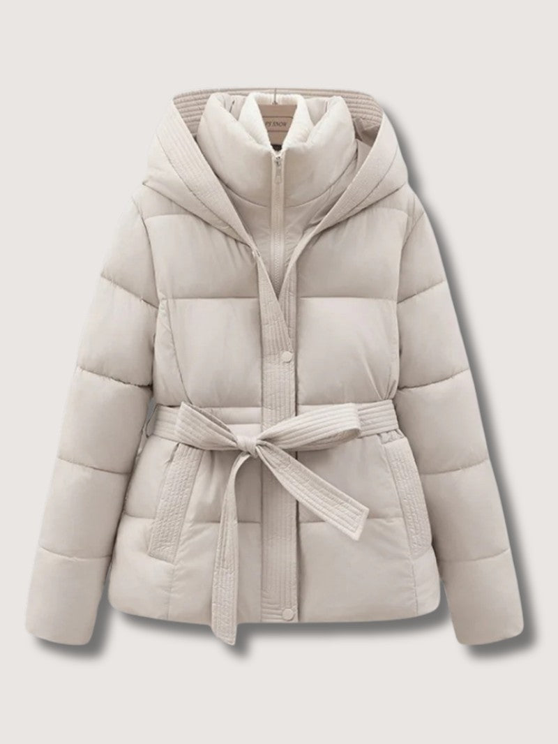 Women’s Belted High Collar Puffer Jacket
