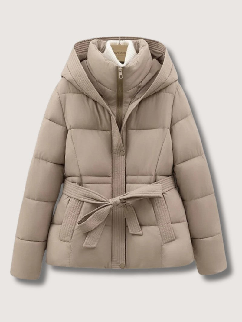 Women’s Belted High Collar Puffer Jacket