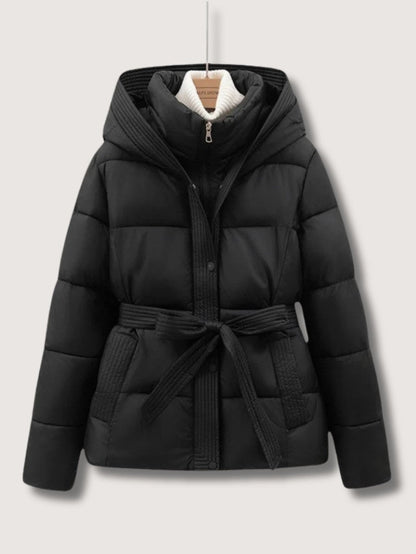 Women’s Belted High Collar Puffer Jacket