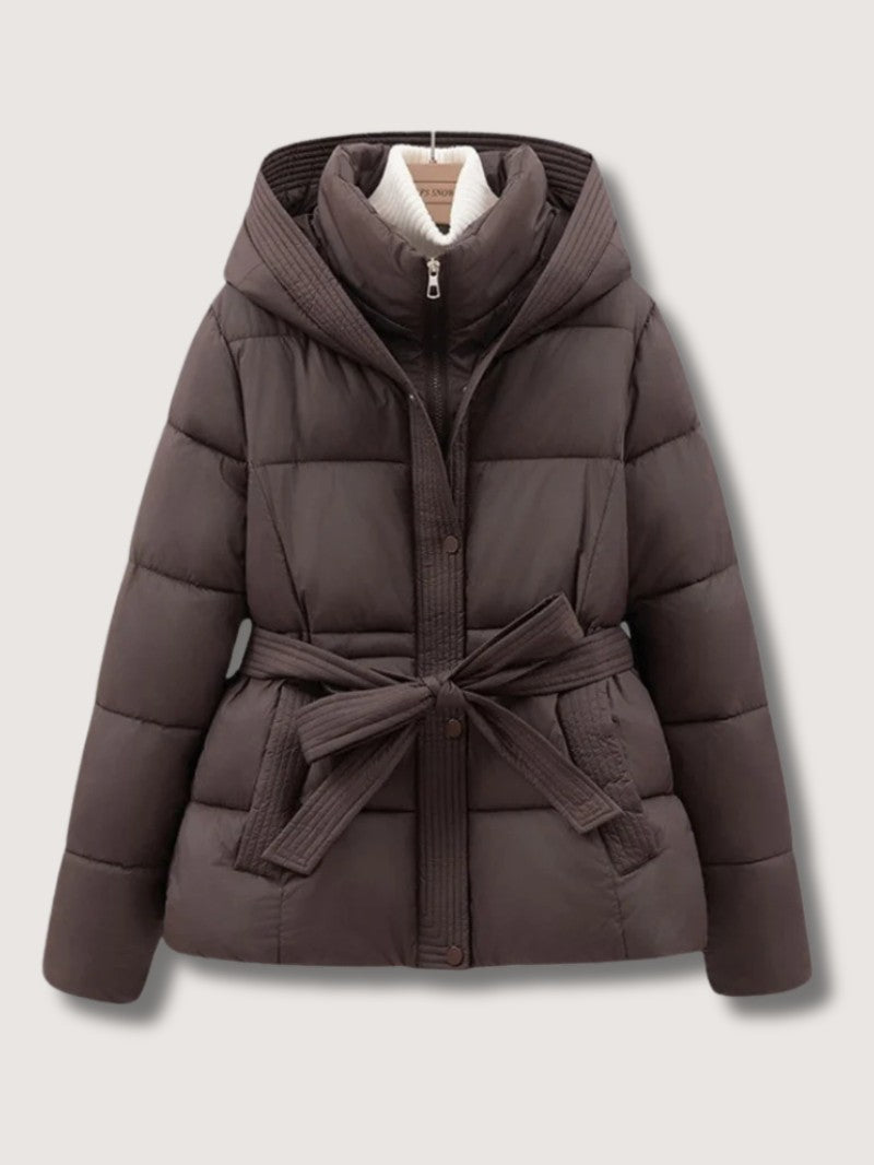 Women’s Belted High Collar Puffer Jacket