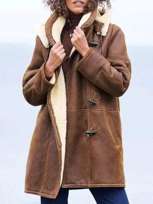 Ysa | Women's Hooded Long Jacket – Relaxed Fit Winter Coat with Cozy Shearling Lining