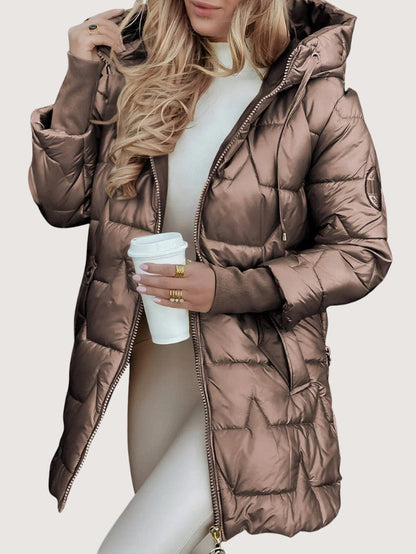 Women’s Shiny Mid-Length Puffer Coat