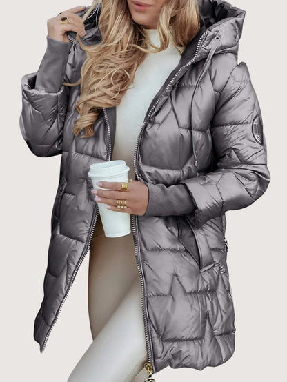Women’s Shiny Mid-Length Puffer Coat