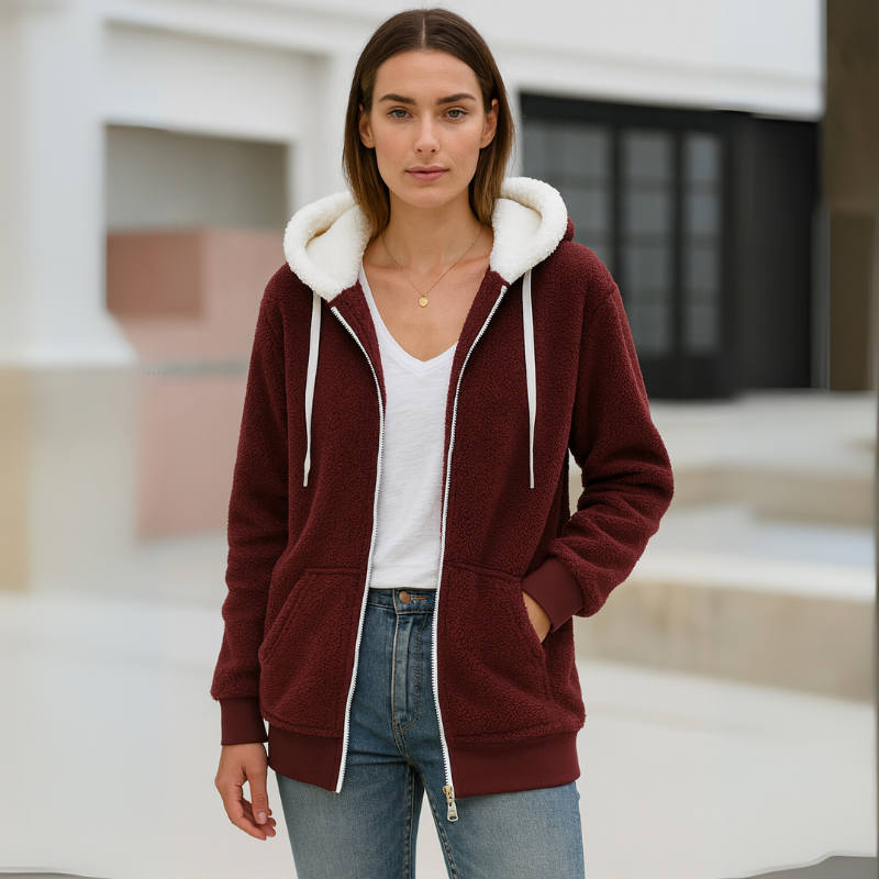 Greta | Women's Hoodie Jacket Sherpa-Lined Sweatshirt