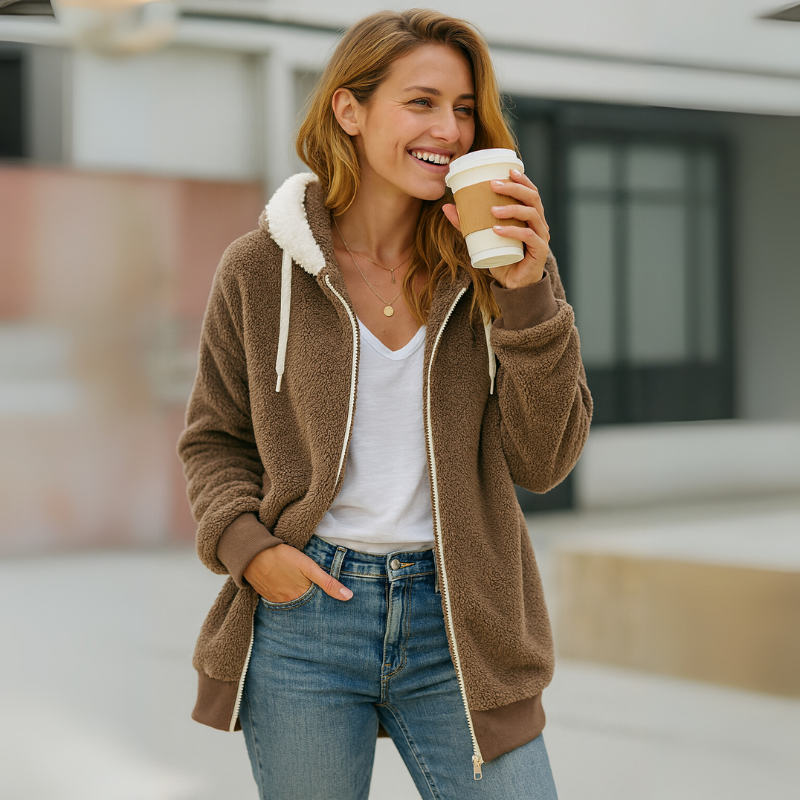 Greta | Women's Hoodie Jacket Sherpa-Lined Sweatshirt