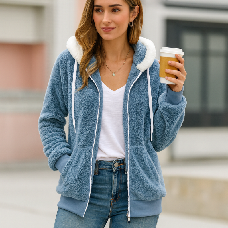 Greta | Women's Hoodie Jacket Sherpa-Lined Sweatshirt