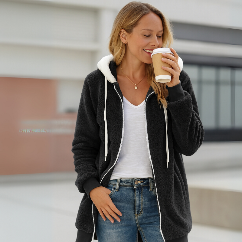 Greta | Women's Hoodie Jacket Sherpa-Lined Sweatshirt