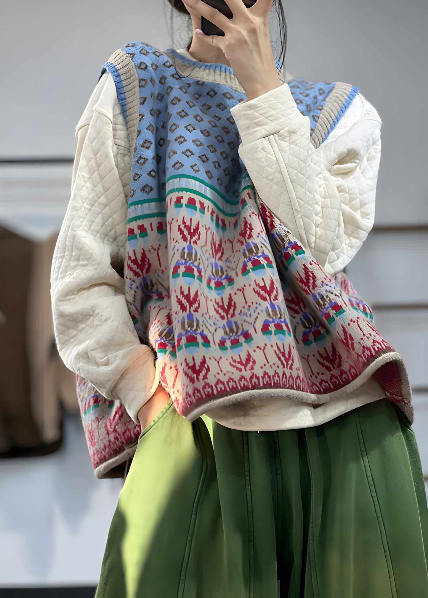 Ladies' Patterned Vest Jacket - BritishElegance