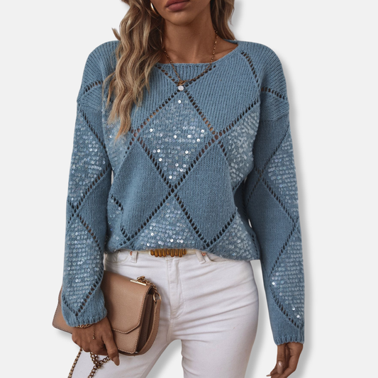 Women’s Open-Knit Diamond Sweater