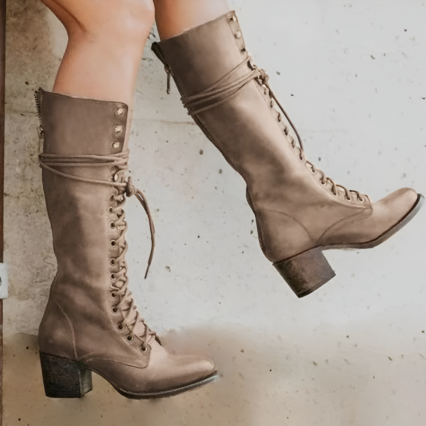 Women's Tall Lace Up Block Heel Boots