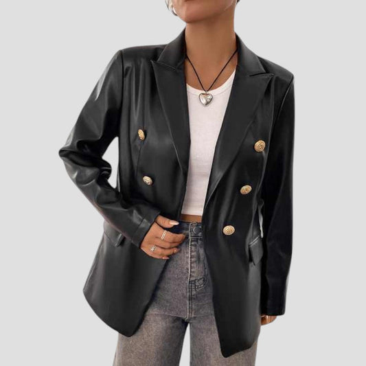 Women’s Retro Faux Leather Blazer