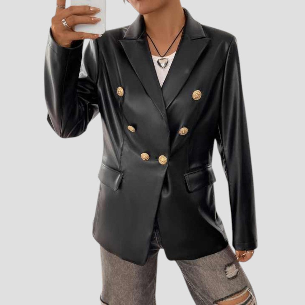 Women’s Retro Faux Leather Blazer