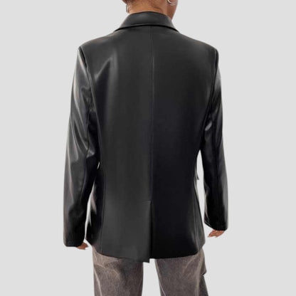 Women’s Retro Faux Leather Blazer