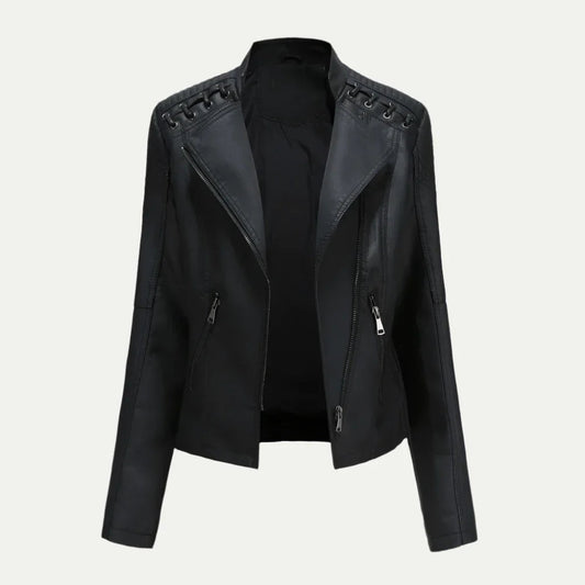 Women’s Asymmetric Faux Leather Motorcycle Jacket