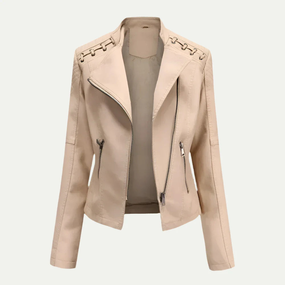 Women’s Asymmetric Faux Leather Motorcycle Jacket