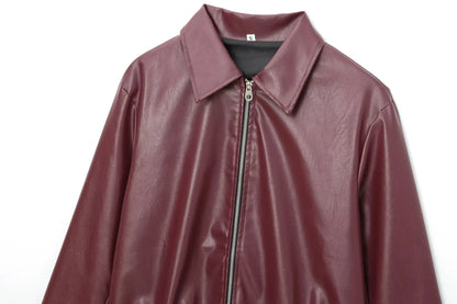 Orana | Women's Leather Autumn Jacket with Zipper Front and Classic Lapel Collar