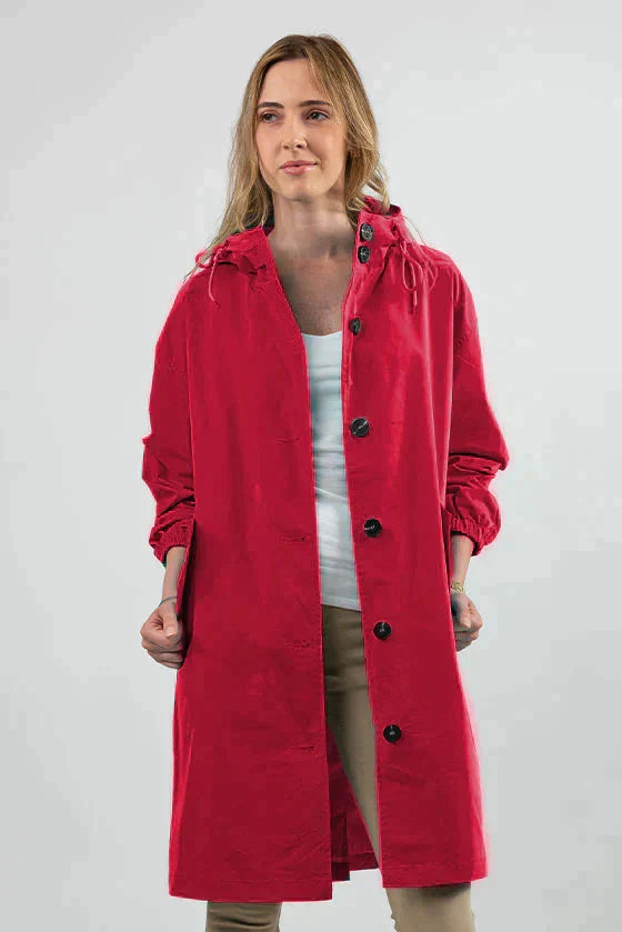 Women’s A-Line Hooded Mid-Thigh Raincoat