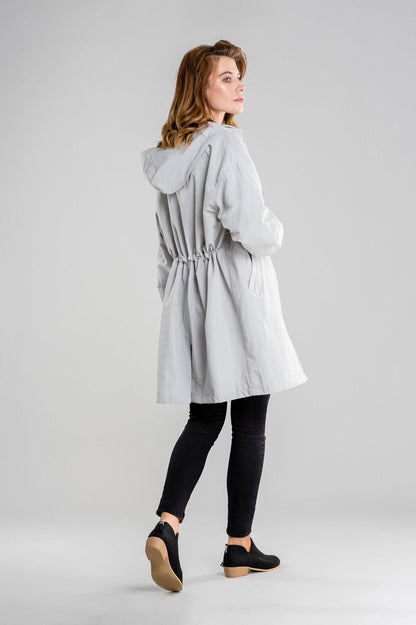 Women’s A-Line Hooded Mid-Thigh Raincoat