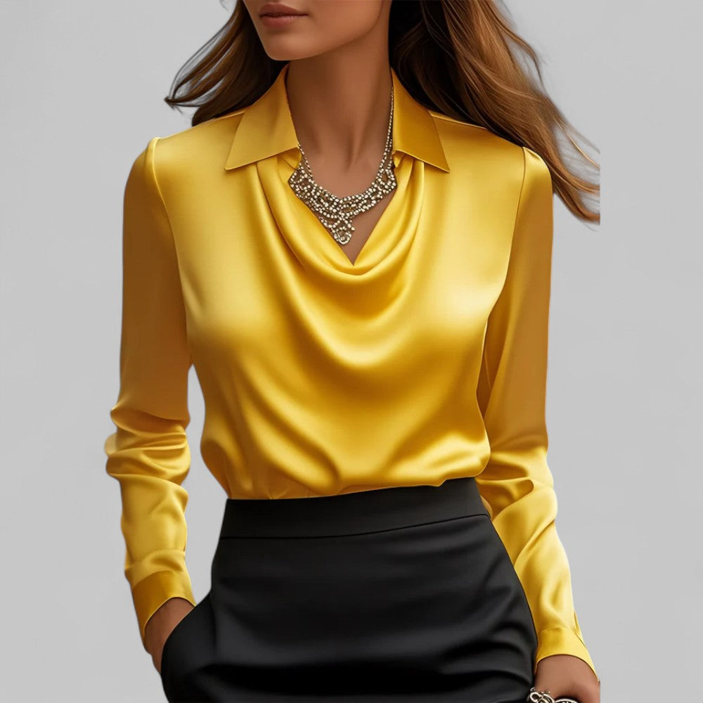 Ladies' Elegant V-Neck Long Sleeve Top Shirt